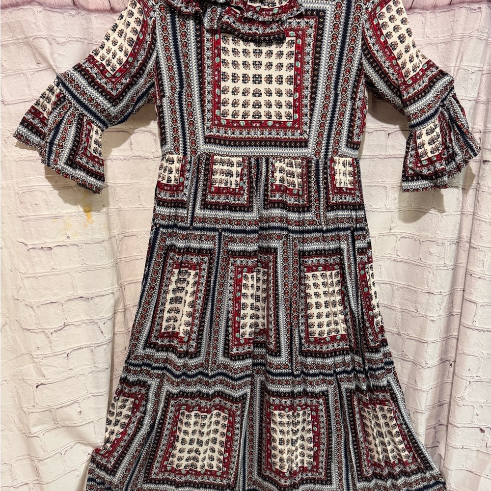 Dainty Jewells Large Vintage 3/4 sleeves Printed Maxi Dress stunning dress - Picture 9 of 10
